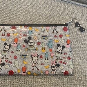 Mickey and Minnie Mouse Pouch - Fun Multicolor Silver Sparkle Design